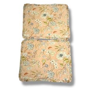 Set of 2 Waverly Cape Coral Floral Stripe Quilted Queen Pillow Shams